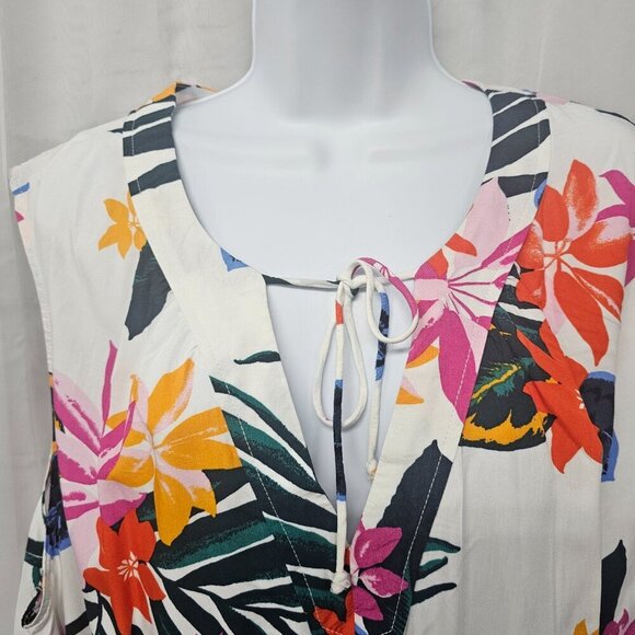 Old Navy White Multicolor Tropical Floral Sleeveless Dress Beach XXL - Picture 3 of 10